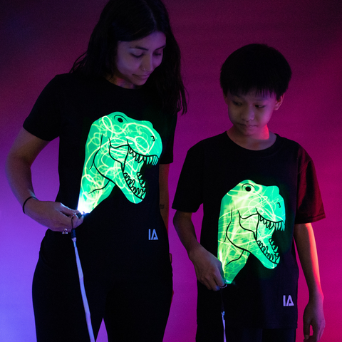 Kids dinosaur t-shirt that glow-in-the-dark. Glow Bro