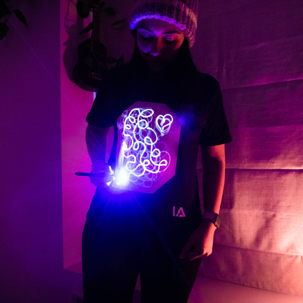Adult Interactive Glow T-Shirt with Rechargeable Glow Torch