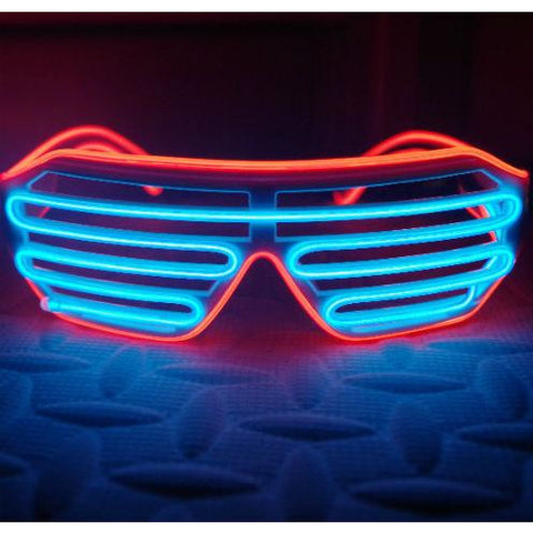 Electric Blue & Red Neon LED Light Up Glasses