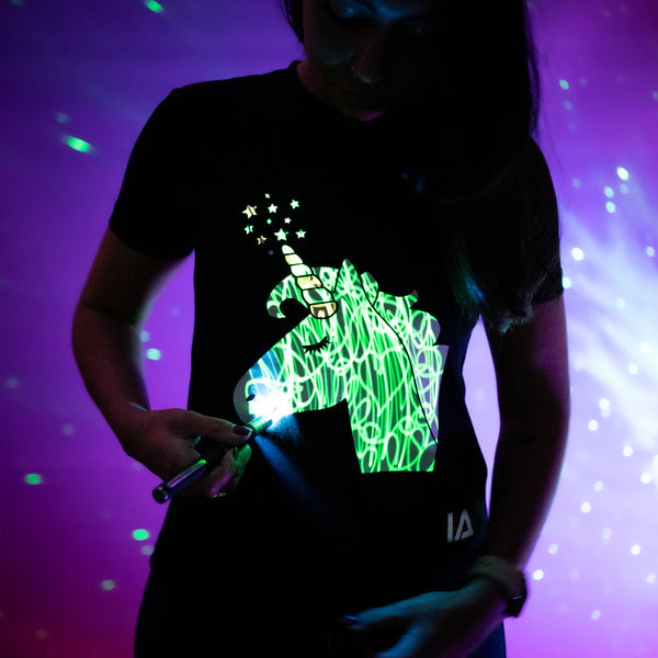 Kids Interactive Unicorn Glow T-shirt Illuminated Apparel - 