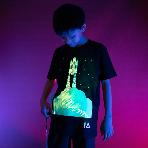 Kids Interactive Glow T-shirt - Space Rocket
