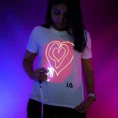 Kids Interactive Glow In The Dark T-shirt - White Pink Glow