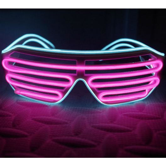 Electric Pink & Blue Neon LED Light Up Glasses