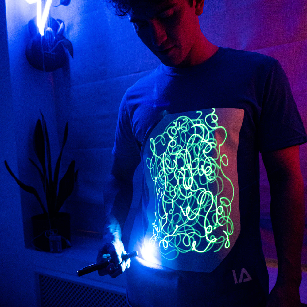Adult Interactive Glow T-Shirt with Rechargeable Glow Torch