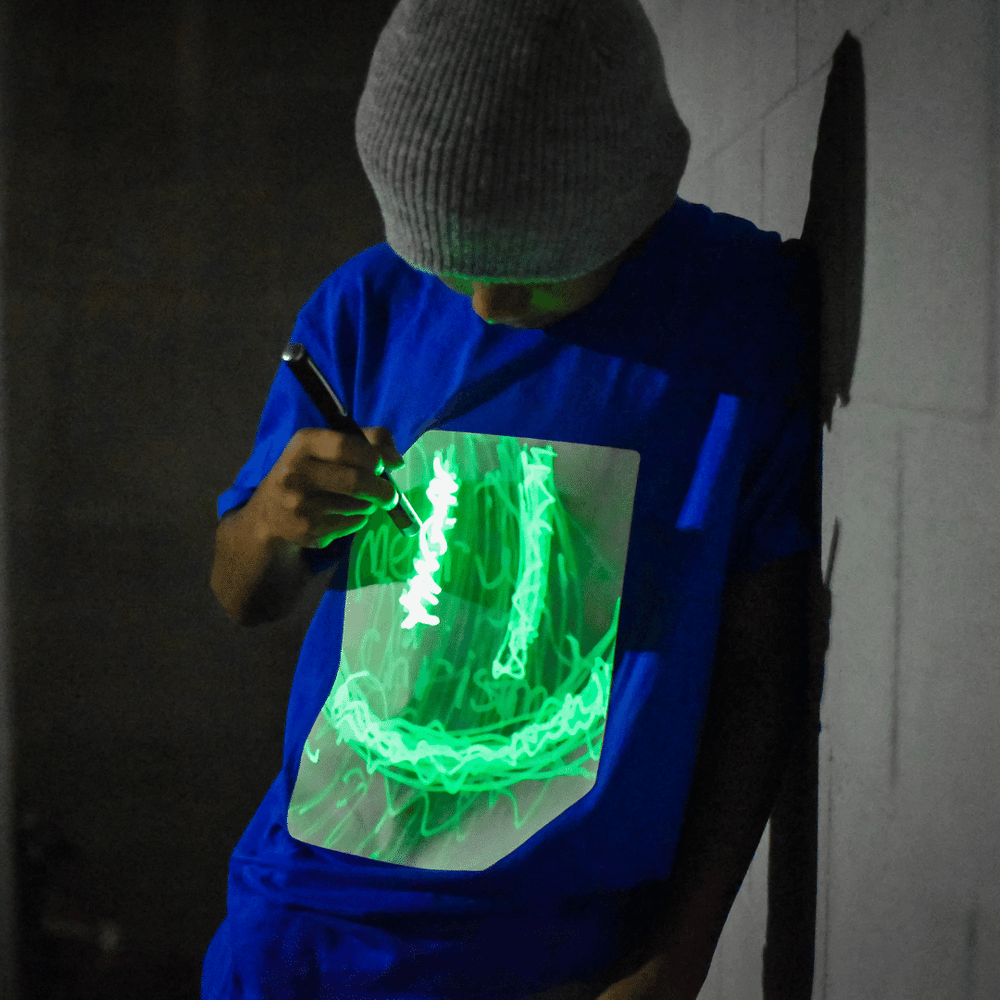 Kids’ Interactive Glow-in-the-Dark T-Shirt – Pink & Green Glow