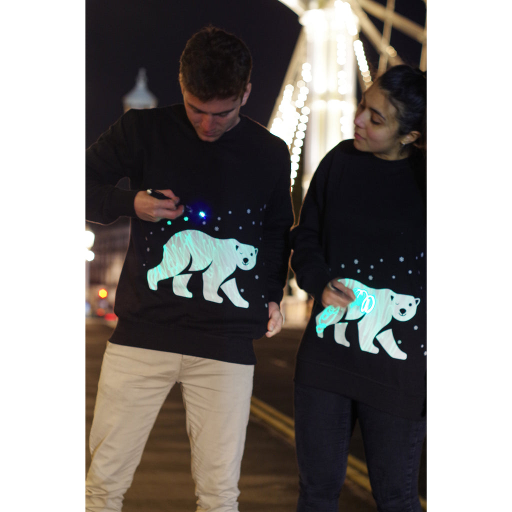Interactive Glow In The Dark Polar Bear Christmas Jumper