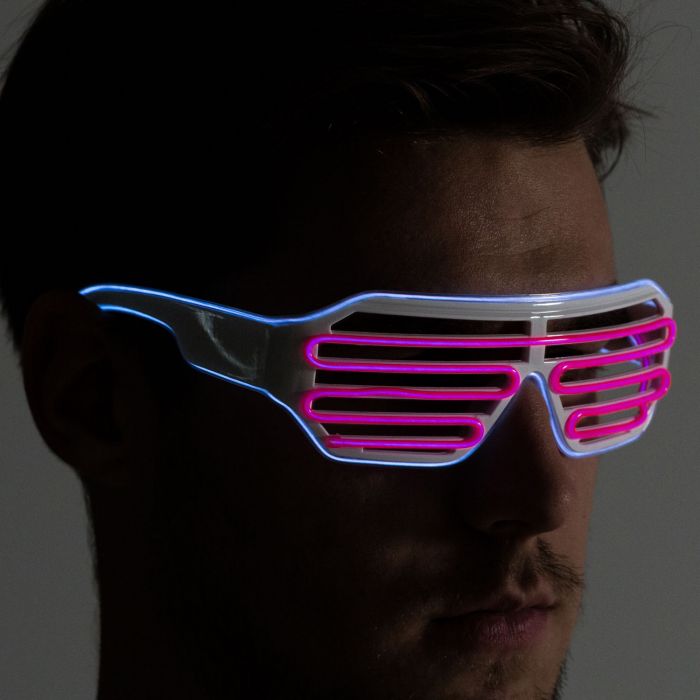 Electric Pink & Blue Neon LED Light Up Glasses