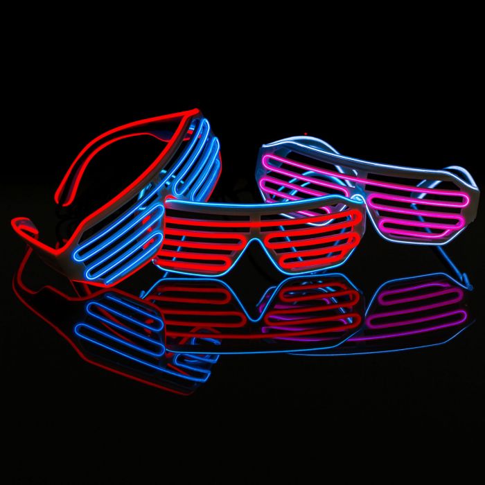 Electric Pink & Blue Neon LED Light Up Glasses